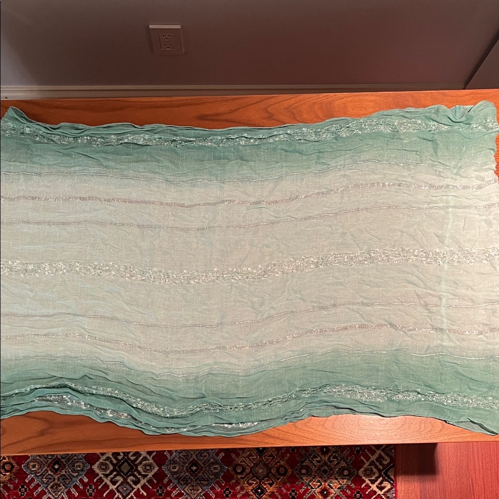 EUC Tommy Bahama Infinity Scarf in Ombré Turquoise with Silver Thread - Picture 3 of 8